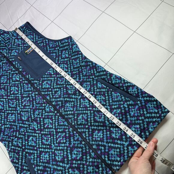 L.L.Bean Vest Womens Small Regular Blue Full Zip Fleece Hiking Pixelated Warm - Picture 6 of 6